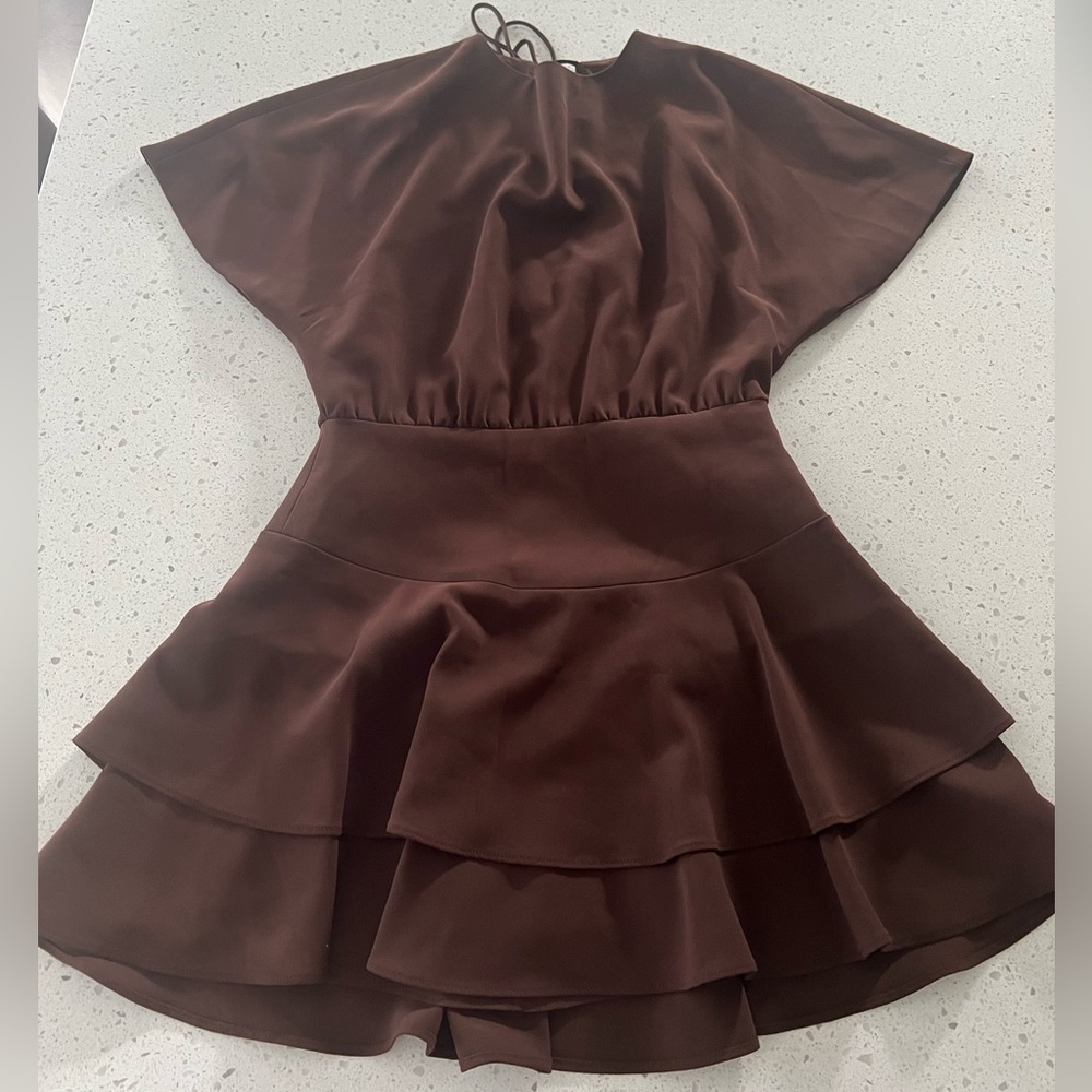 Alice + Olivia Brown Tiered Dress